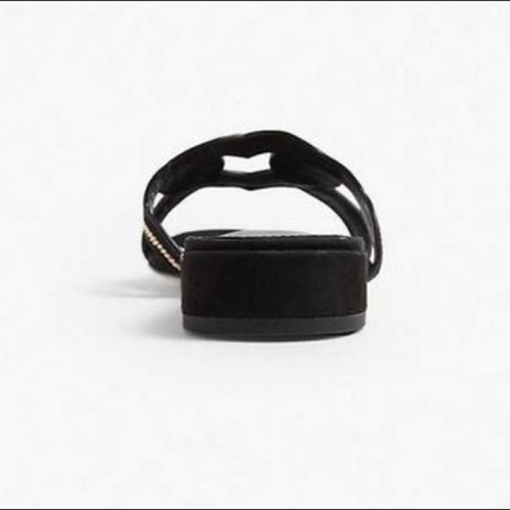 SANDRO NWT HEART ❤️ SLIP ON SUEDE SANDALS BLK SZ 7 - Picture 9 of 9